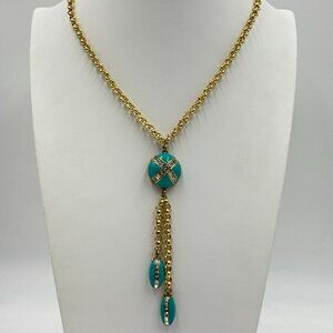 Heidi Daus Madison & 68th Turquoise Enamel and Crystal Y-Necklace